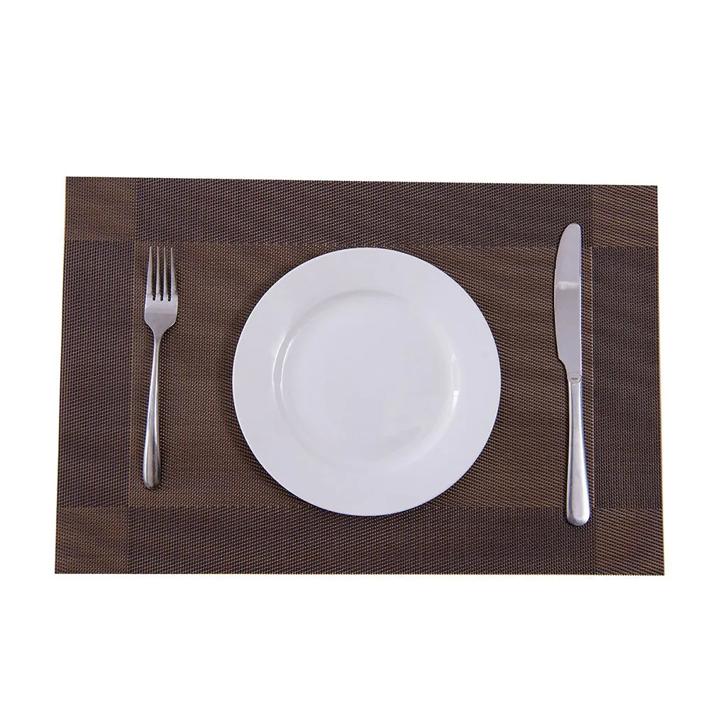 

8Pcs Diagonal Frame Tableware Mat PVC Waterproof Thermal Insulation Dining Table Mats for Restaurant Home Hotel Store Gray