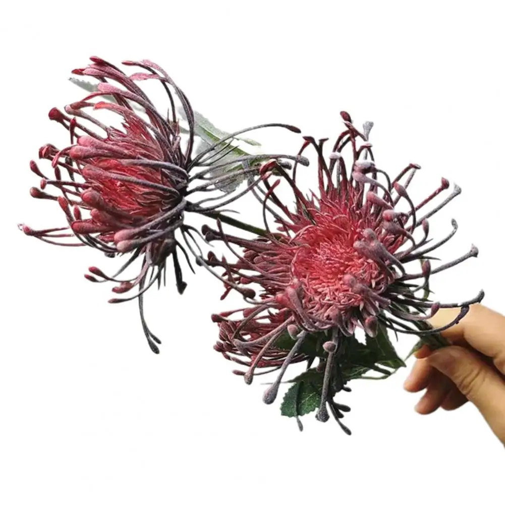 Artificial Flower Leucospermum Wedding Decoration Short Branch Pinwheel flower 2 Fork Pin Cushion Flower Home Fake Flower