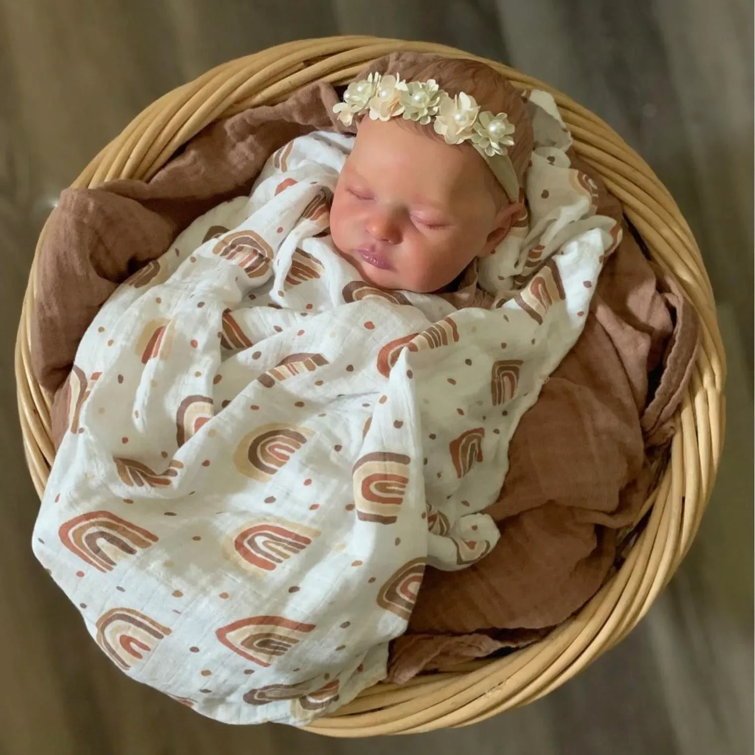 

BZDOLL Realistic 50cm Soft Silicone Reborn Baby Asleep Doll with 3D-painting Skin and Veins, Alive 20inch Newborn Bebe Girl Gift