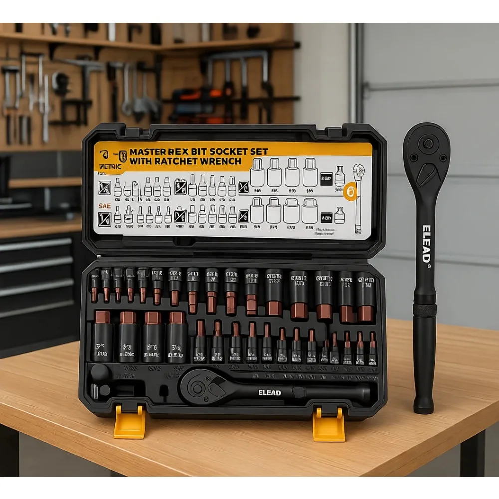 

35 Piece Hex Bit Socket Set with Allen Sockets H2 H19 Ratchet Wrench Adapter CR V S2 Alloy Steel High Torque Automotive