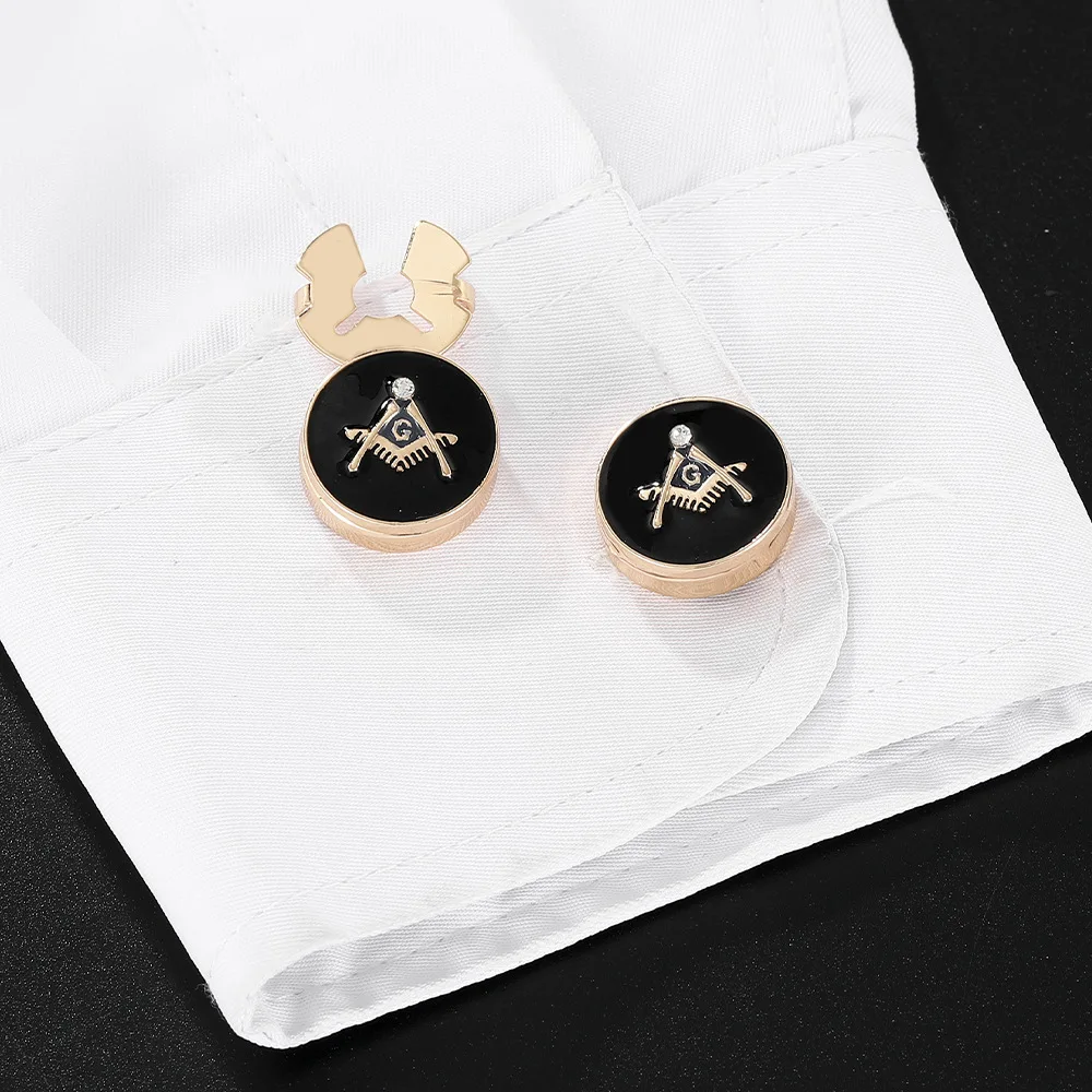 Gentleman Masonic Men's Business Cufflinks Ferrous Metal Oil Dripping Pin Fashionable Casual Cufflinks Accessories