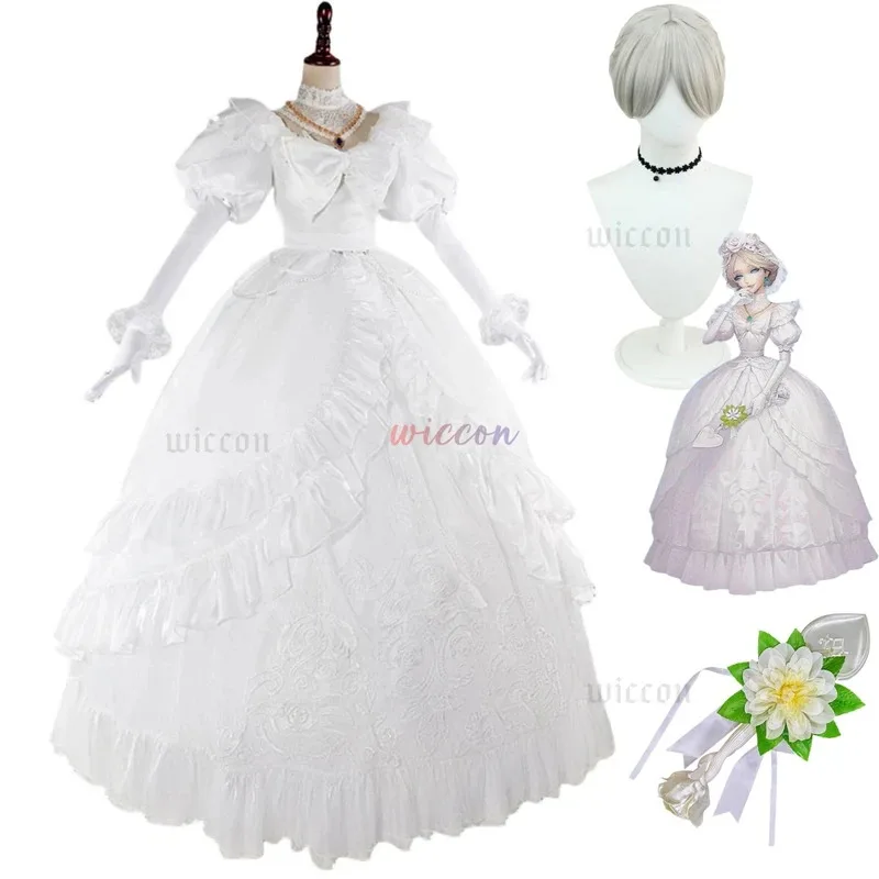 

NewGame Identity Ⅴ Mary Bloody Queen Cosplay Costume Skin Promised Day White Wedding Dress Bustle Prop Wig Woman Sexy Carnival S