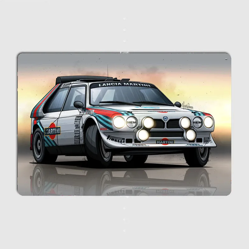 Lancia Delta S4 S1 E2 Group B Rally Car Metal Poster Sign Bar Interior Decor Car Club Posters Home Wall Decor Room Decoration