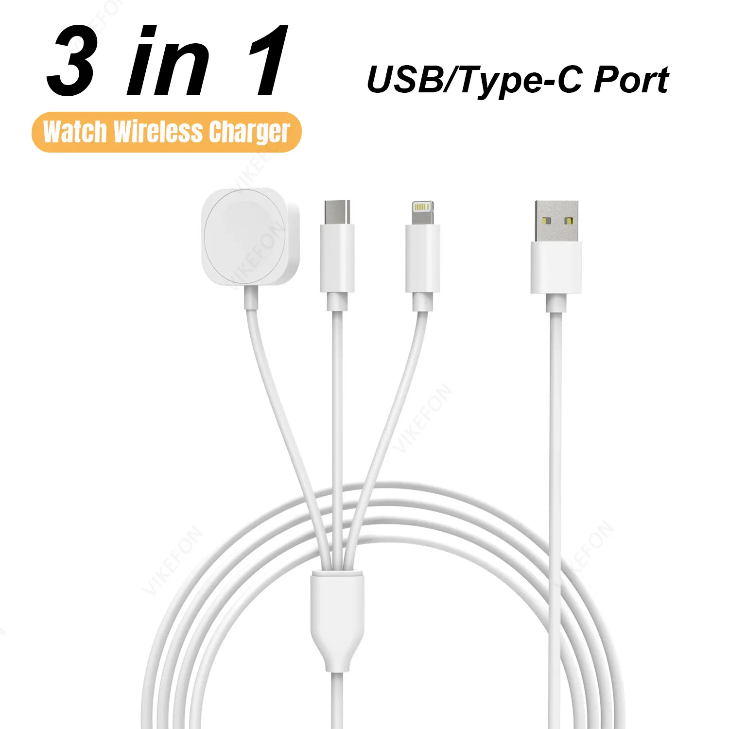 

3 in 1 Watch Magnetic Wireless Chaeger Pad USB-A Type-C Chargers Cable For Apple Watch 10/9/8/7/6/5/4/3/2 SE/Ultra Fast Charging