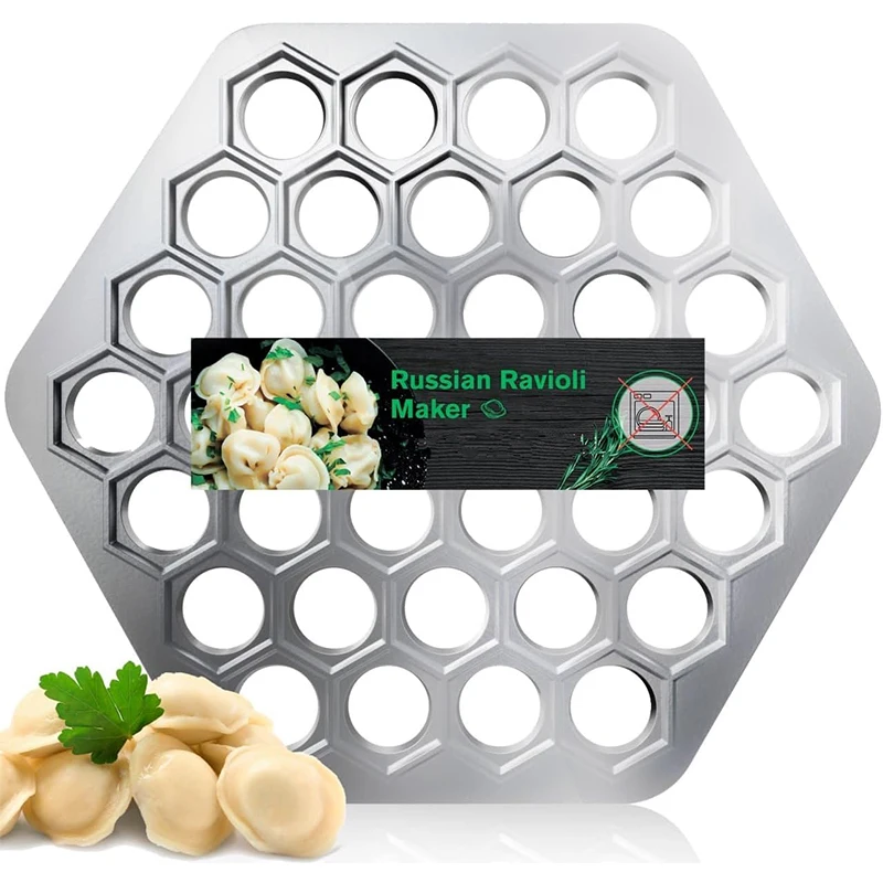 Fabricante de raviolis ruso con 37 agujeros, molde para dumplings, aleación de aluminio, Pelmeni, fabricante de dumplings de carne, cortador de dumplings hecho a mano JT567