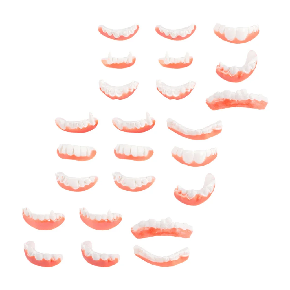 

24 Pcs Halloween Dentures Costumes Teeth for Ugly Cosplay Scary Pvc Fake Props Funny Adults