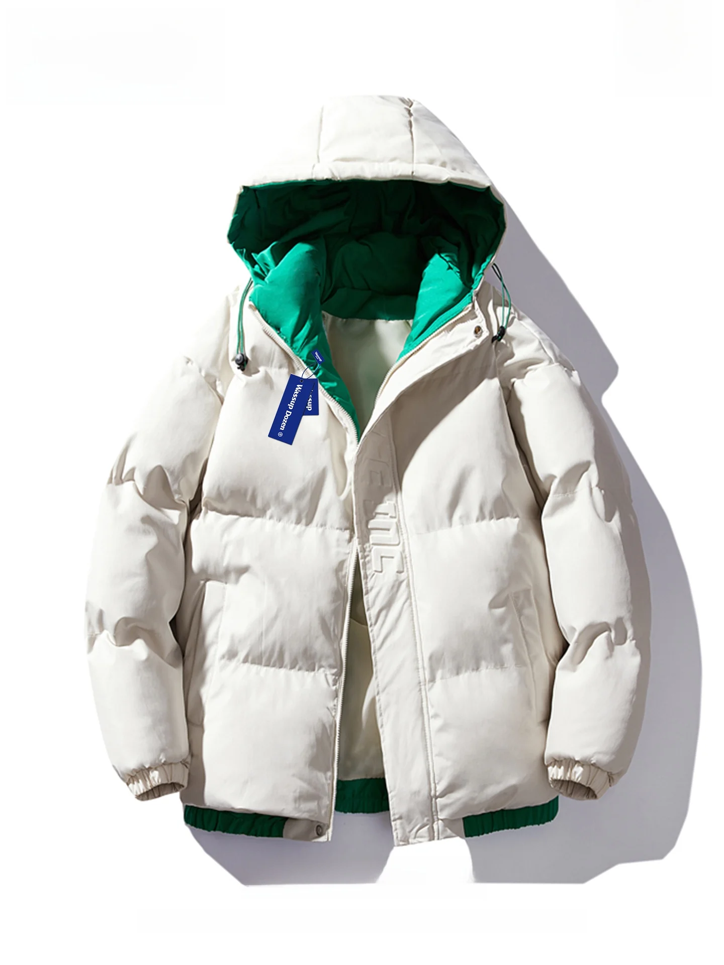 

Wassup Dozen Youth Hooded Color Blo Cotton Jaet Winter Men's Outerwear Warm Trendy Casual Cotton Coat Polyester Fiber