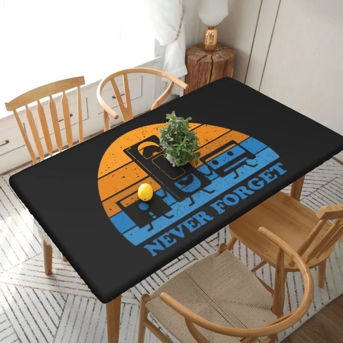 Never Forget -Floppy Disk Cassette VHS Tape Rectangular Tablecloth Table Cover for Festival Party Decorations Table Cloth