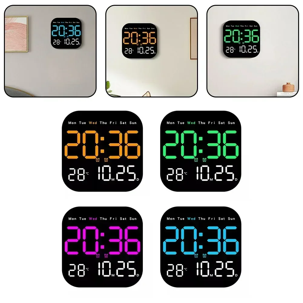 Digital Wall Clock LED Alarm Clock Large Display With Timing Function Remote Control Clock For Living Room Office Bedroom Decor