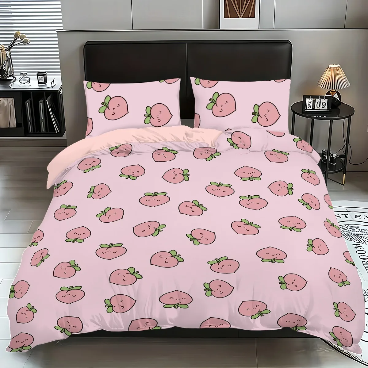 

Peach bedding set sweet quilt cover pillowcase 200×200 cm, single bed double bed bedroom decoration girl gift