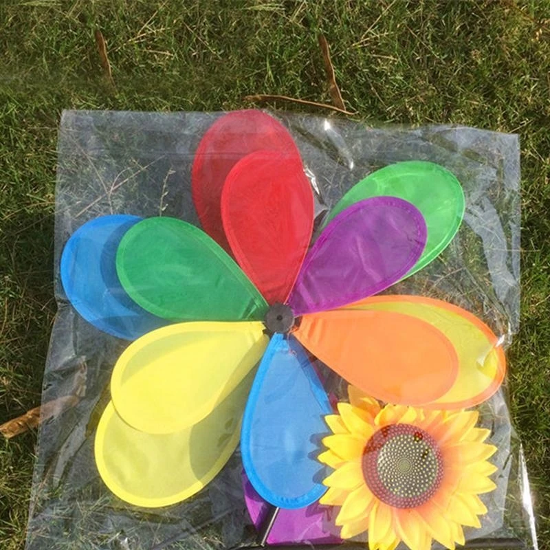 62KD Windmill Wind Spinner Rainbow Whirligig Wheel Home Yard Decoration New