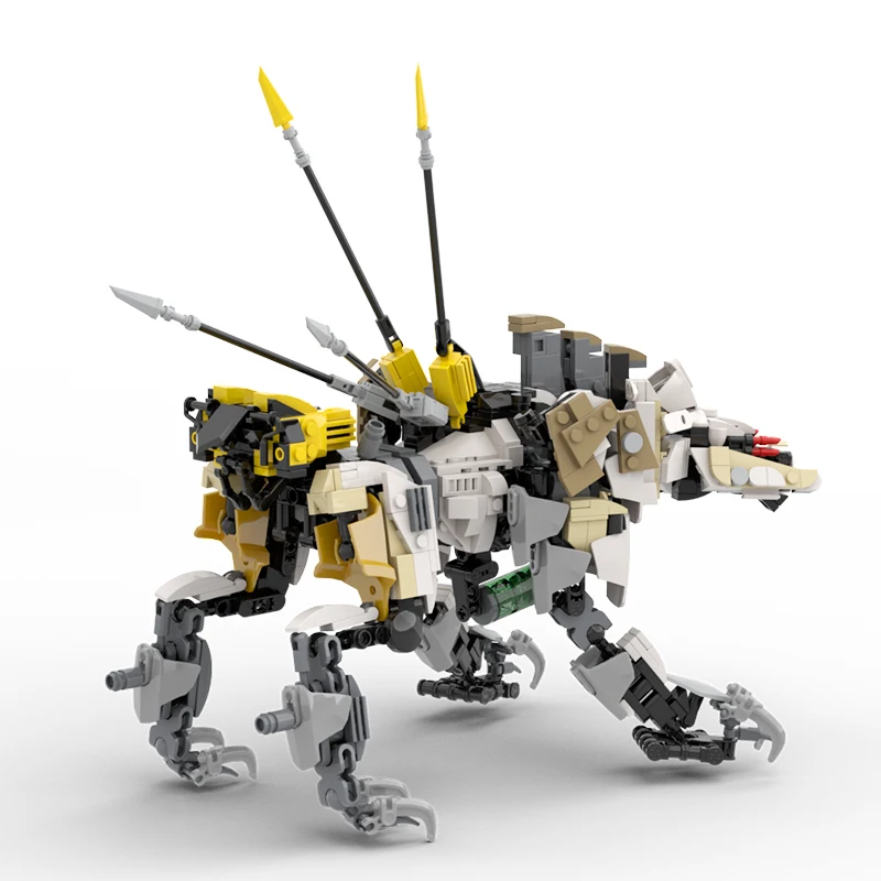 BuildMoc Horizon Sawtooth Beast Monster Building Blocks Set Zero Dawn Giant Long Necked Thunder Mecha Tooth Giraffe Bricks Toys