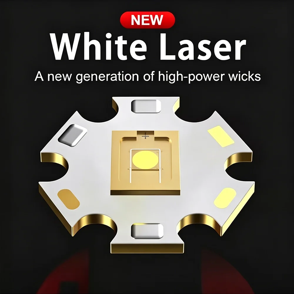 White Laser High Power Flashlight Rechargeable Lamps Zoomable Super Bright Lantern Long Distance Outdoor Emergency Fishing Torch view 2