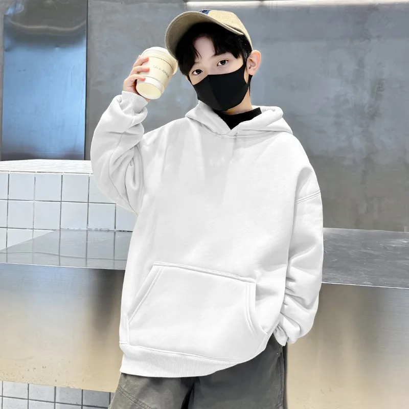 ملابس الأولاد لخريف وشتاء 2025 مع قلنسوة وأكمام طويلة من المخمل الصلب تي شيرت للمراهقين للأطفال فضفاض 4 6 7 8 9 10 11 12 سنة