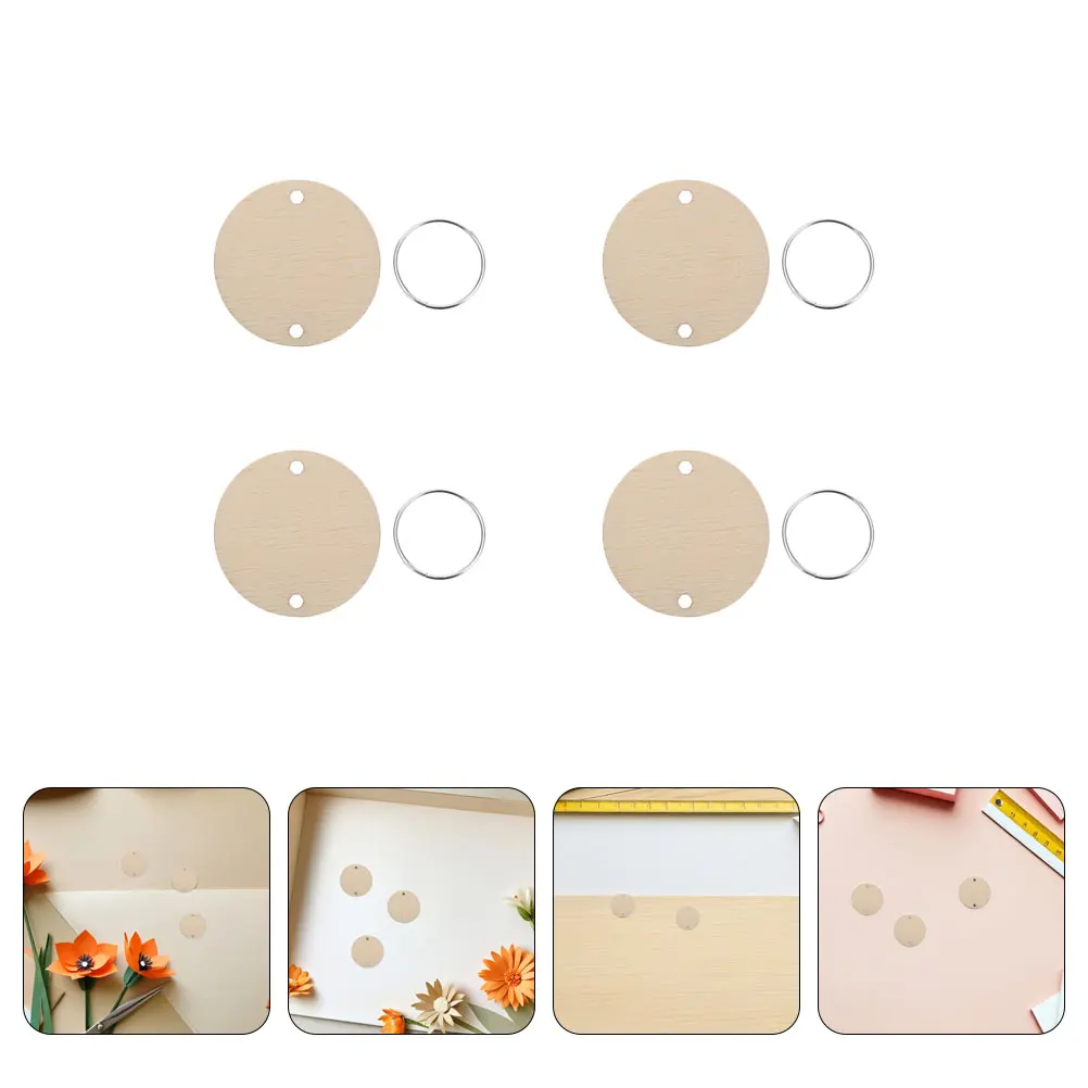 

200Pcs DIY Wooden Round Tags 3cm Unfinished Wood Circles Holes Iron Rings for Calendar Birthday Wedding Decoration Craft