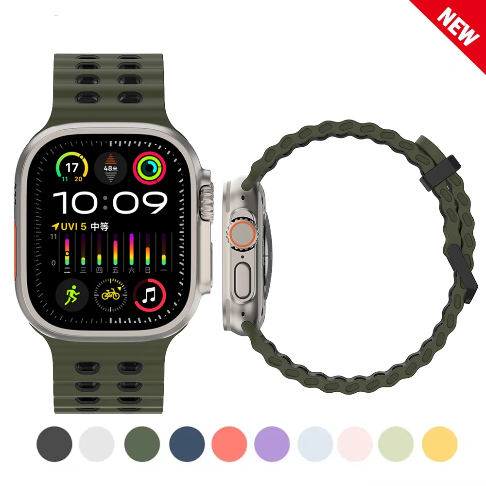 Silicone Strap Compatible For Apple Smart Watch Bands 46mm 44mm 45mm 42mm Bracelet for IWatch Series 1110 9 8 5 6 7 SE Ultra 3 2