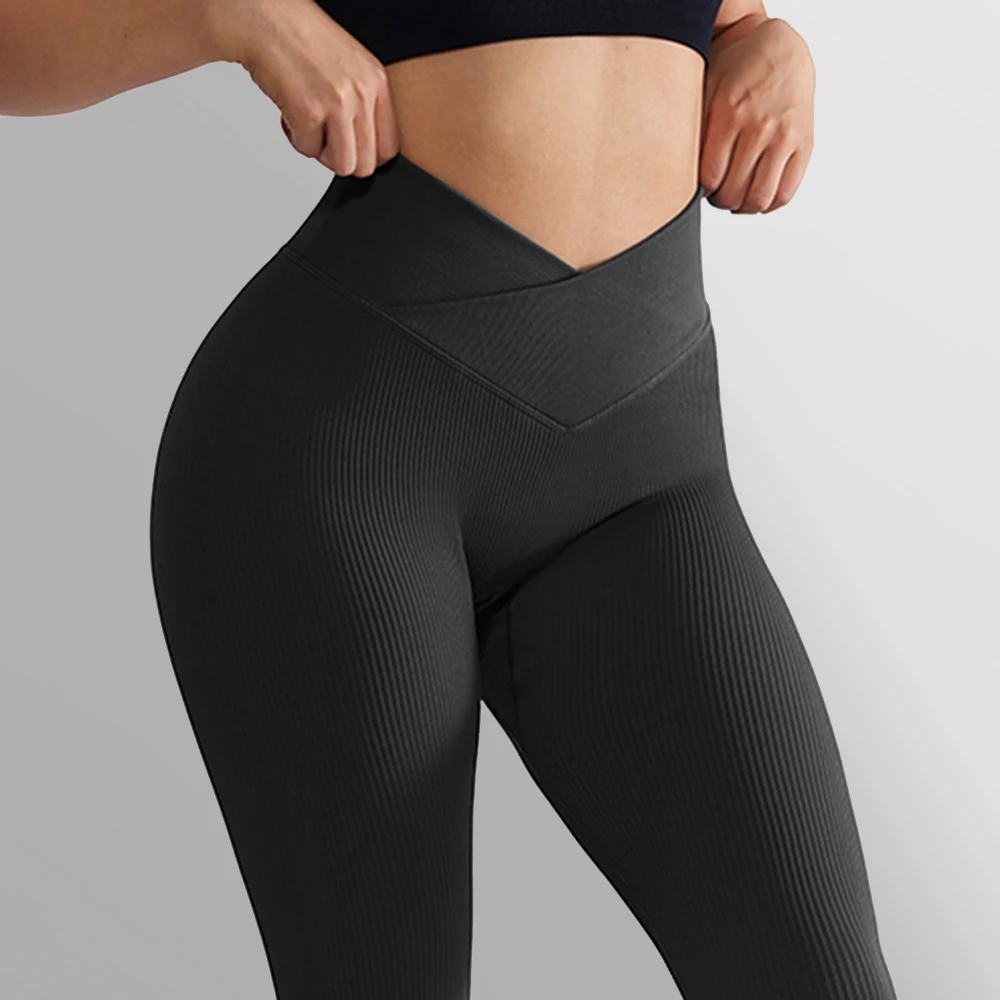 Women Solid Leggings Knitted High Waist Sports Leggings Hip Lifting Running Yoga Sport Gym Tights Sportswear Pantalones Women