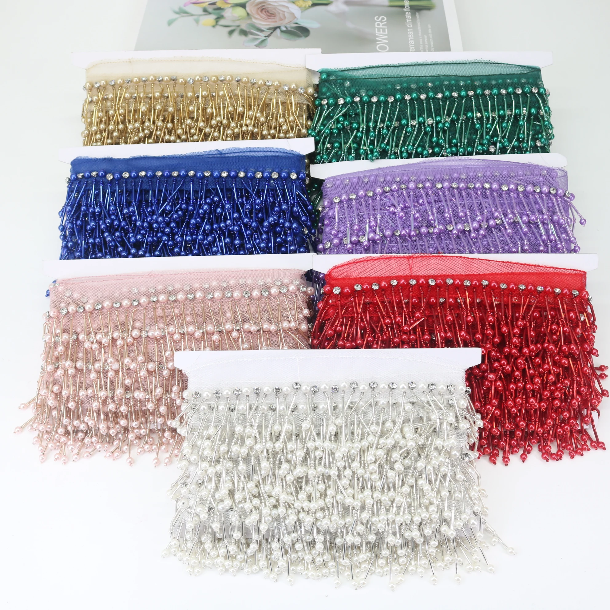 

5 Yards 6cm Beaded Tassel Lace Trim Fringe Ribbon Latin Dance Dress Decor Laces Stage Clothes Tassels DIY Sewing Accessories