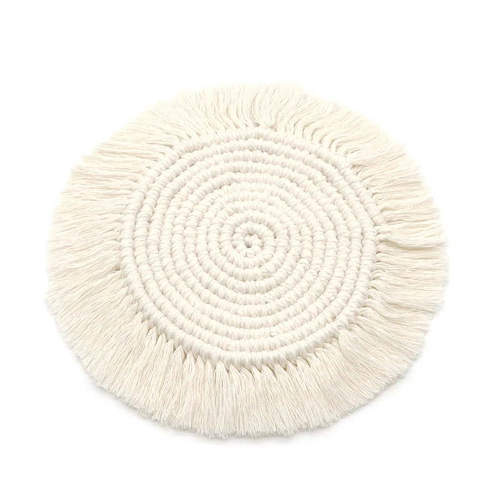 Copo de macramé artesanal para bebidas copo de vinho, estilo boho, tecido com borla, decoração para casa