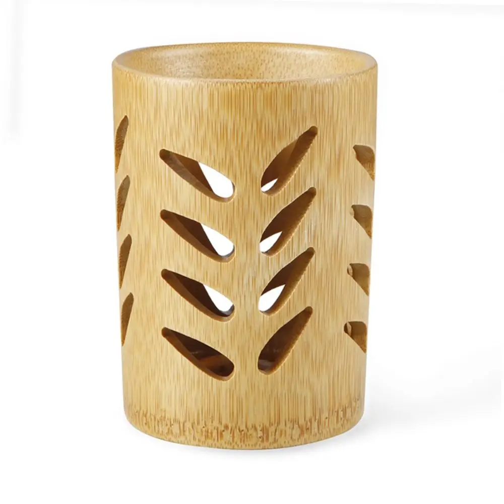 Bamboo Toothbrush Holder Natural Toothbrush Cup Pens Holder Toothpaste Holder for Bathroom