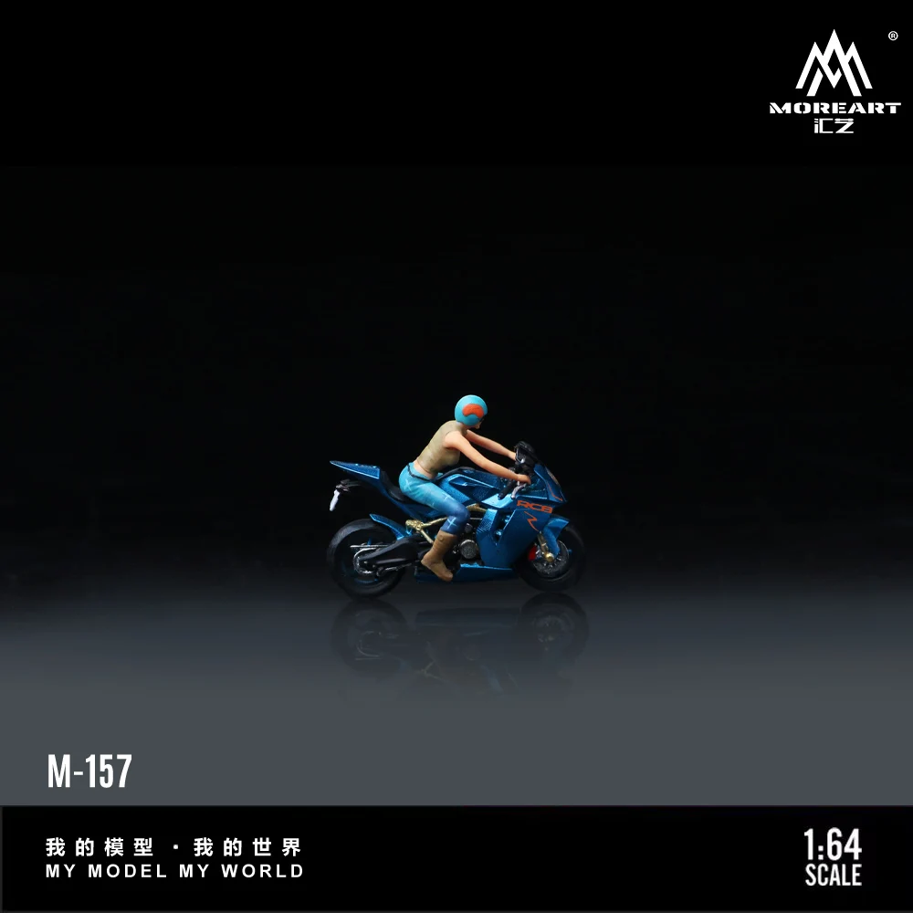 MoreArt 1:64 KTM1190 Bright Blue Girl Motorcycle Action Figure Resin Model, Miniature Scene Decoration Gift&Display