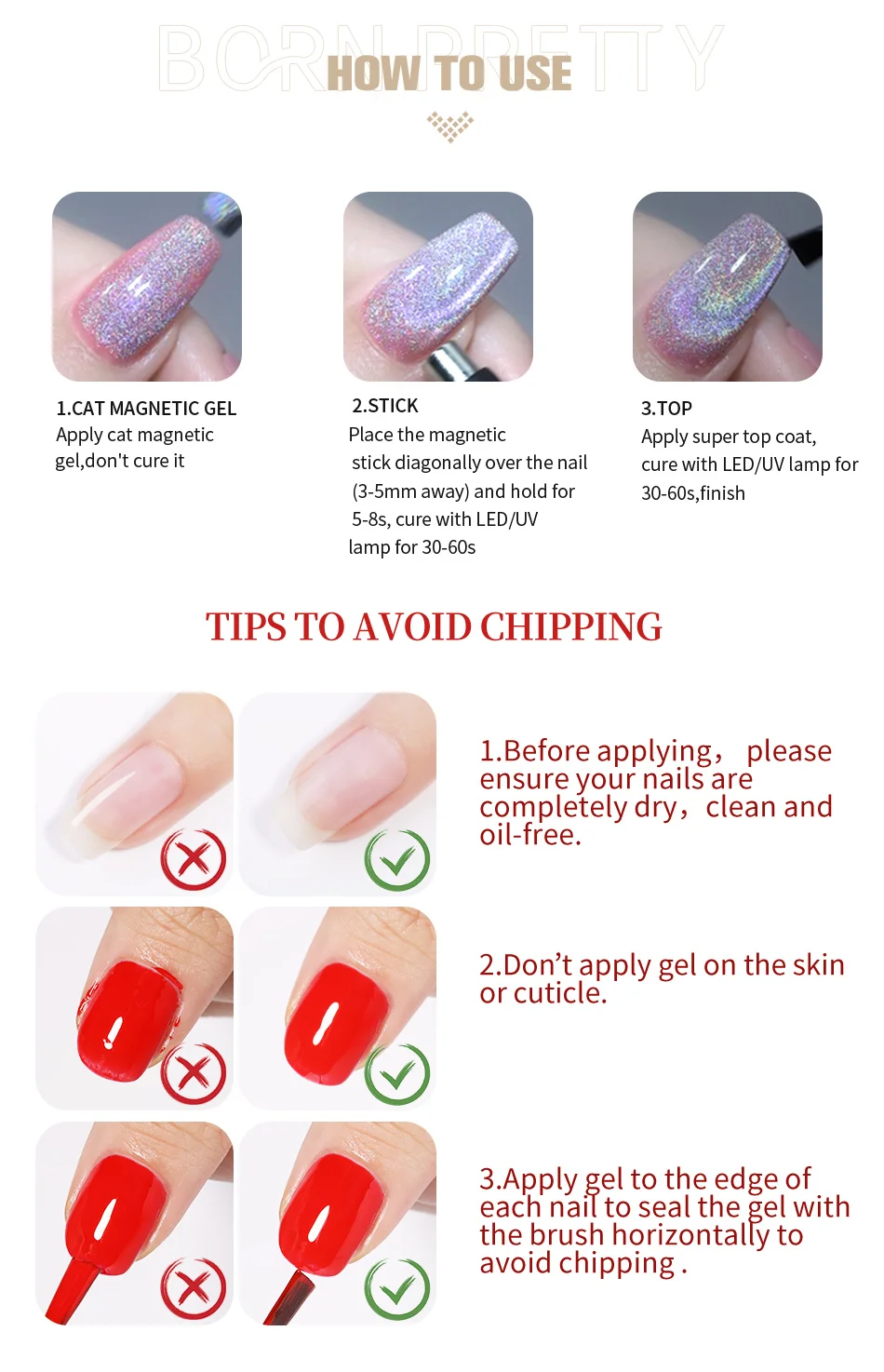BORN PRETTY 10 ml Regenbogen Lila Wasser Licht Katze Magnetische Gel Nagellack Glänzende Super Splitter-licht Holographics Soak Off UV Gel – Detail 4