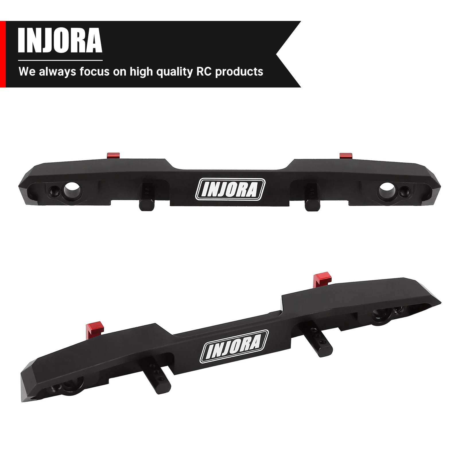 INJORA CNC Aluminum Rear Bumper with Lights for 1/24 RC Crawler Axial SCX24 Jeep Wrangler JLU Upgrade Parts