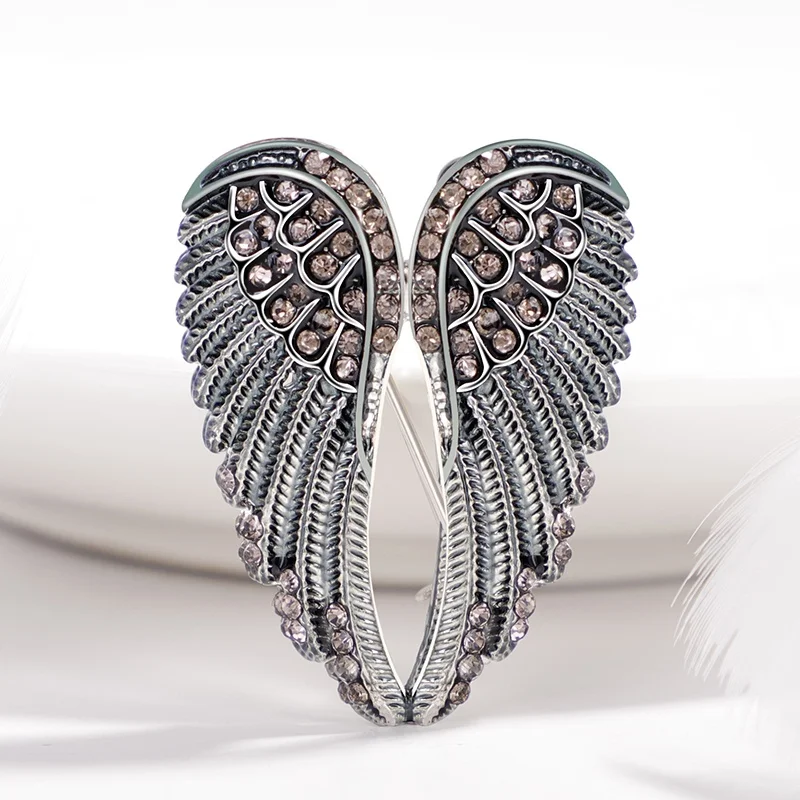 Fashion Crystal Angel Wing Brooch Pins Jewelry Women Men