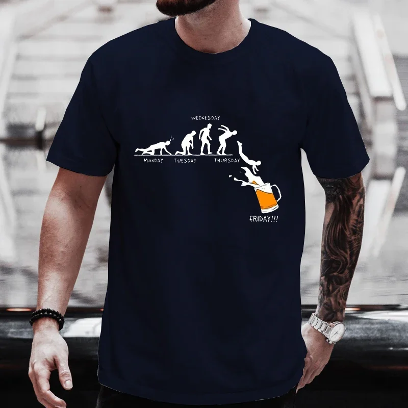Camisetas con estampado divertido de cerveza de viernes para hombre, camisetas Y2k para fiesta del Día de la bebida de Fin de Semana, camisas a juego de talla grande, atuendo de ropa de calle