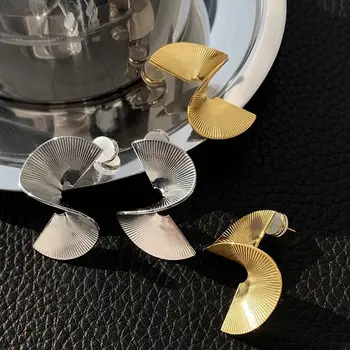 復古扭曲螺旋造型耳環,女士派對婚禮氣質飾品,幾何金色銀色金屬耳環 6 最佳銷售 新娘耳環 - №1