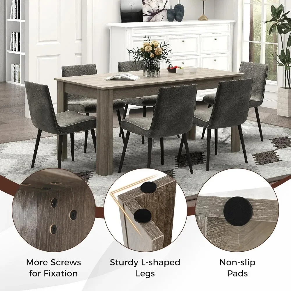 Dining Table,Modern Dining Room Table for 4-6 People, 63" Rectangular Dinner Table w/Heavy Duty Legs, Spacious Desktop