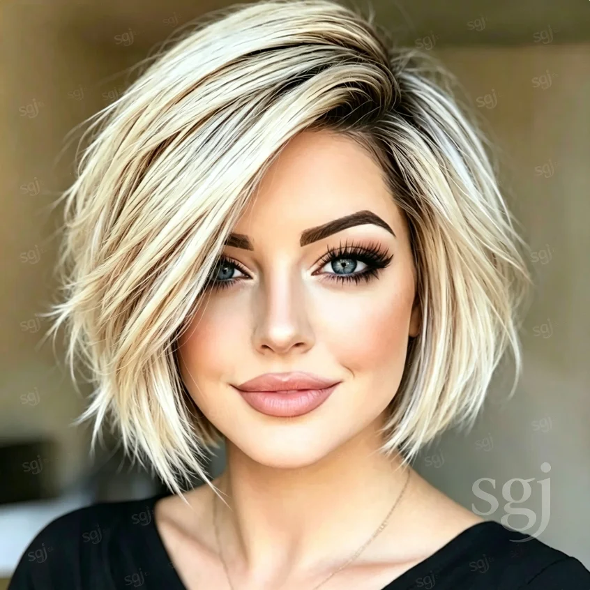 Fashion Glueless Highlight Blonde Soft Natural 18inch 180 Density Straight HD lace front wig for women Heat Resistant Preplucked