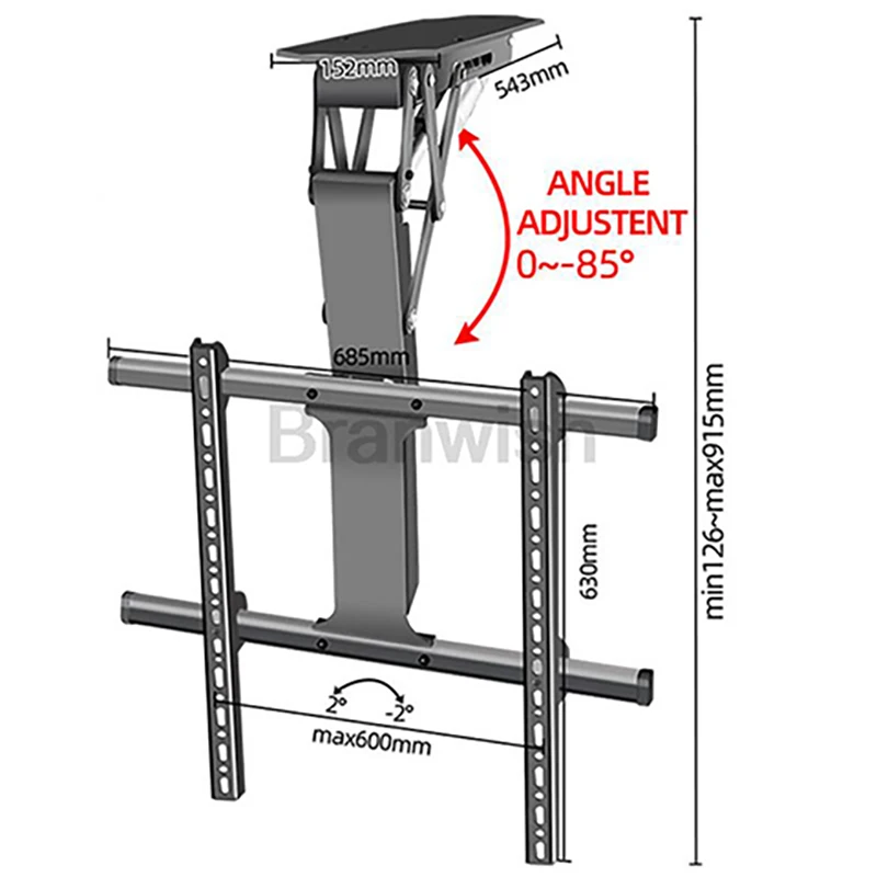 55 inch TV Rack LBE 35kg TV Stand 0-85° Adjustable Cold-Rolled Steel Television Lift TV Support Wall Mounted Holder For Home