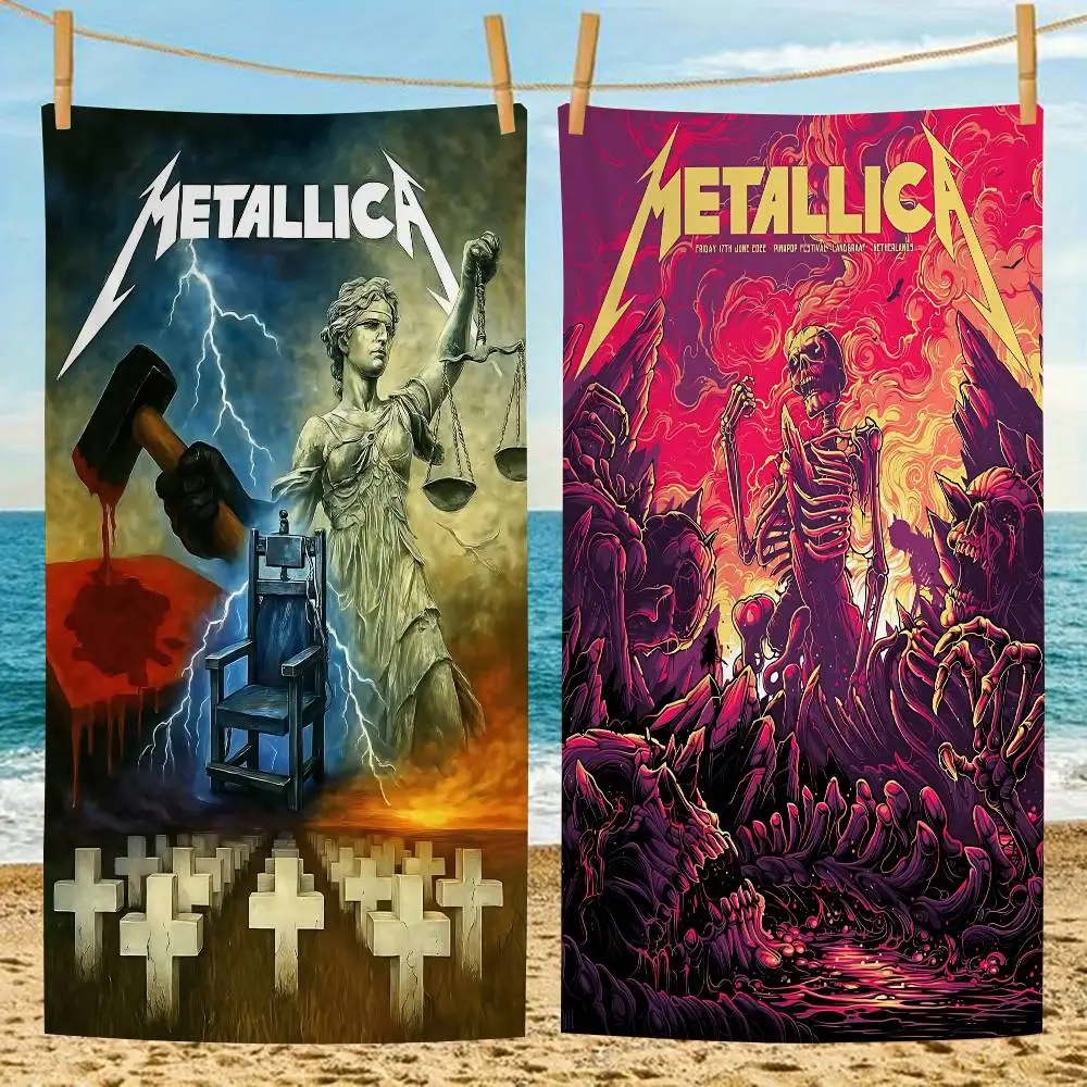 Classic Heavy Band M-Metallica Microfiber Blanket Quick Drying Beach Towels Oversized Printing Super Absorbent Pool Blanket