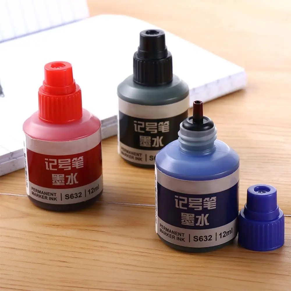 Office Supplies Instantly Dry Black Red Blue 12ml Oil Ink Marker Pens Ink Graffiti Pen Ink Paint Pen Ink Marker Pens Refill Ink