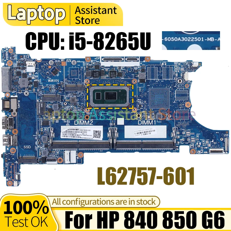 

For HP 840 850 G6 Laptop Mainboard 6050A3022501 L62757-601 SRFFX i5-8265U 100％Test Notebook Motherboard