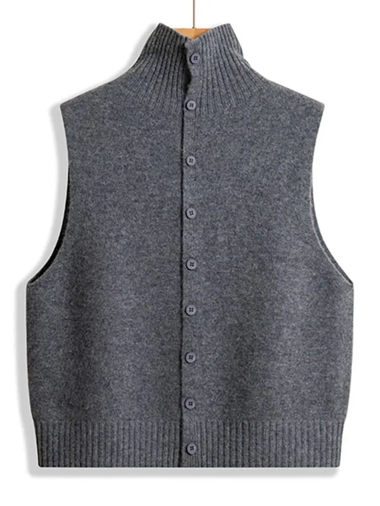 

Korean Sle Pure Color Svel Knitted Cardigan Casual Chic Top Lazy Sle Vest Autumn Faion Women's Vest Knitwear