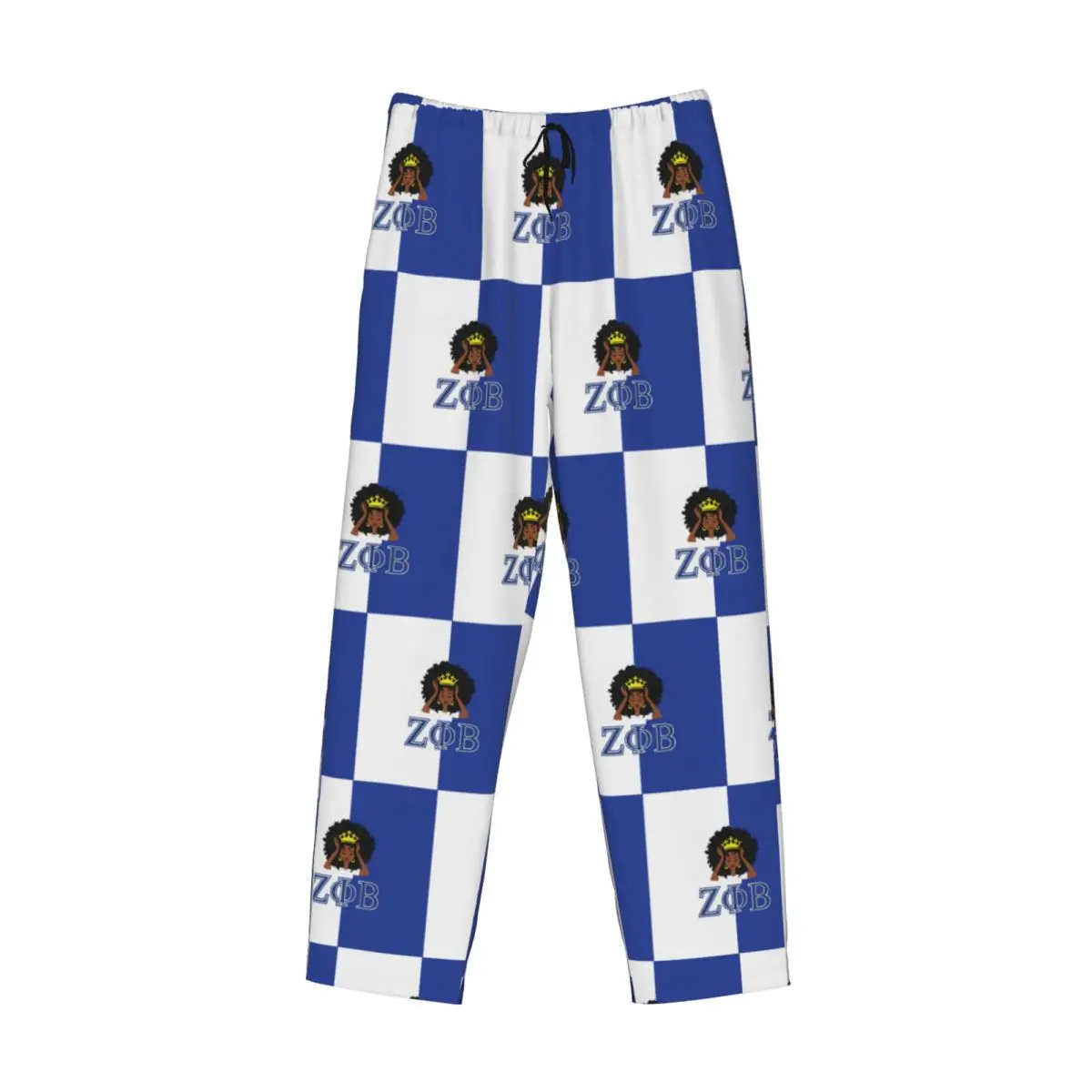 Custom Zeta Phi Beta Sorority Pajama Pants for Men ZOB Greek Letter 1920 Lounge Sleep Drawstring Sleepwear Bottoms with Pockets