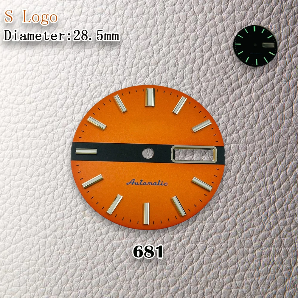 Nuovo articolo di vendita caldo nordamericano con logo S da 28,5 mm Adatto per movimento NH36 Accessori per la modifica dell'orologio luminoso verde