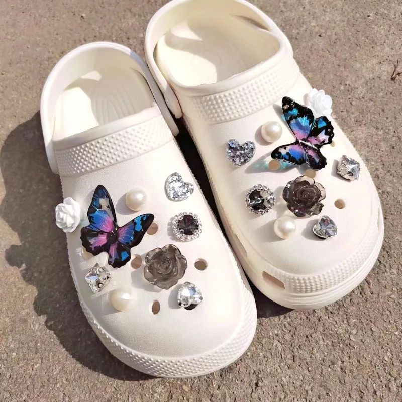 

Trend Hot Sale Shoe Charms for Sandals High Quality Butterfly Charms for Crocs Luxury Elegant Sandals Accessories Whole Set DIY