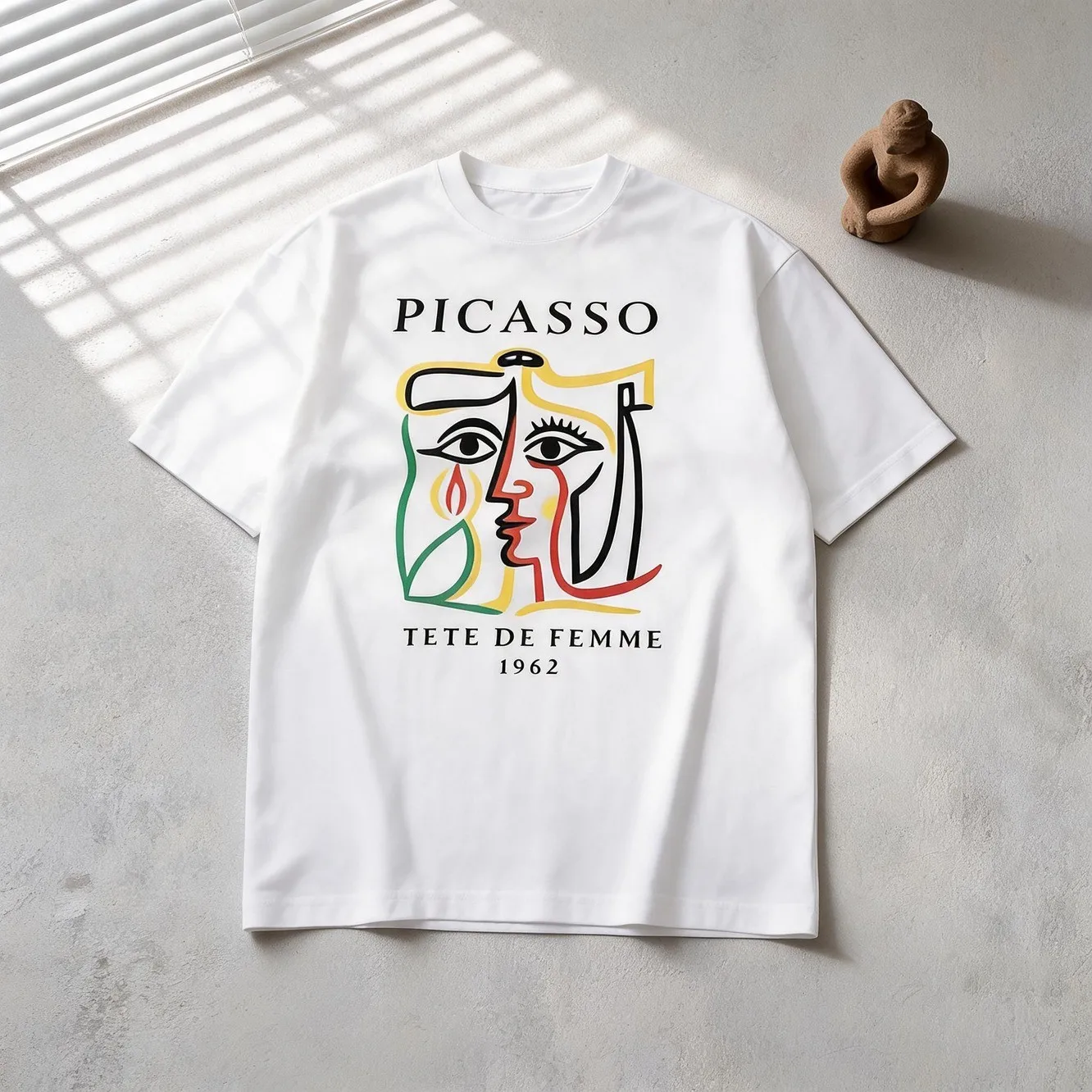 Unisex For Picasso Art Print T Shirt Lightweight Breathable Short Sleeved Crew Neck Casual Top Featuring Style For Picasso Paintings And Lettering Machine Washable Summer Casua