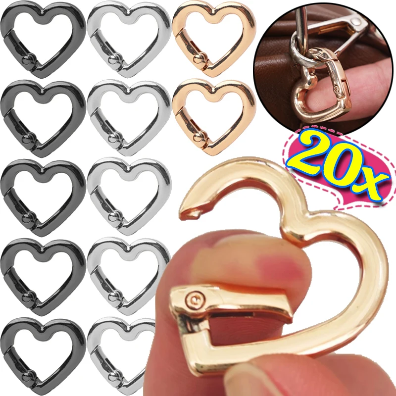 Heart Shaped Carabiner Metal Keychain Hook Ring Connection Opening Buckles Hook Hanging Key Rings DIY Jewelry Making Supplies
