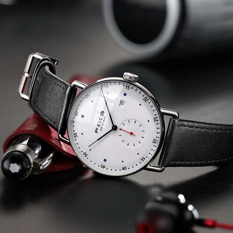 

Мужские автоматические часы FEICE, классические механические часы Bauhaus с изогнутым зеркалом, водонепроницаемые повседневные деловые часы FM506