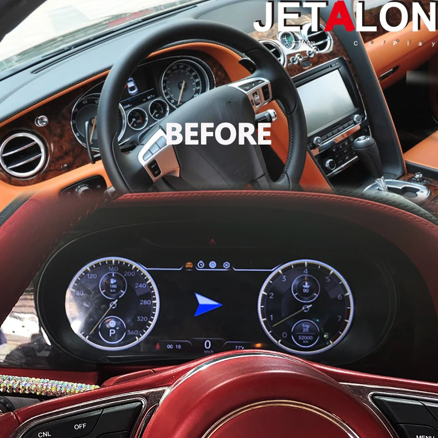 12.3インチクラスターデジタルダッシュボード ベントレー フライングスパー コンチネンタルGT 2012-2017 車載クラスター計器盤/ワイヤレスCarPlay対応