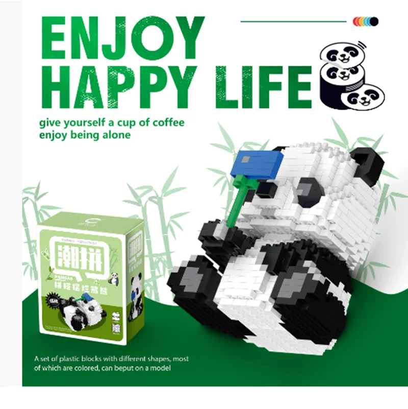 New Compatible with LEGO Panda Flower Cute Orchid Super Cute Cartoon Doll Puzzle Assembly Building Blocks Toy Children's Gift