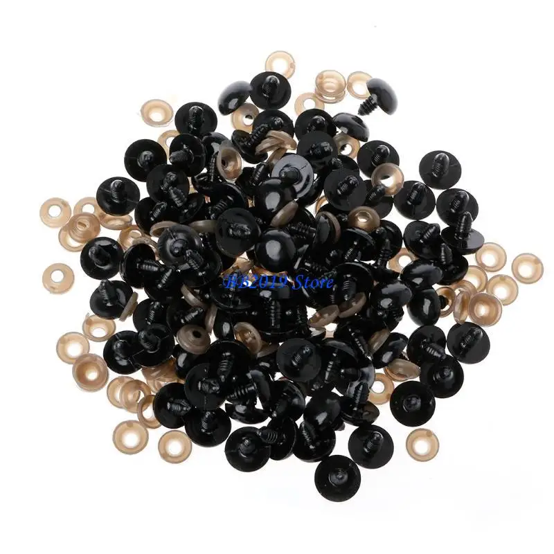 Q0KB 100Pcs/Bag DIY for Doll Toy Eyes Black Plastic Safety Eyes Puppets for Doll with