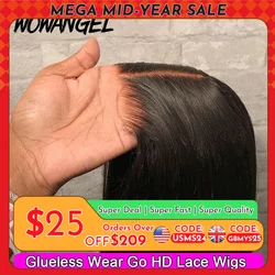 Wow Angel 5x5 Wear Go HD-Spitzenverschluss, leimlose Perücken, 28 Zoll, malaysische gerade Perücke, vorgezupfte menschliche Perücken, fertige Perücke für Frauen