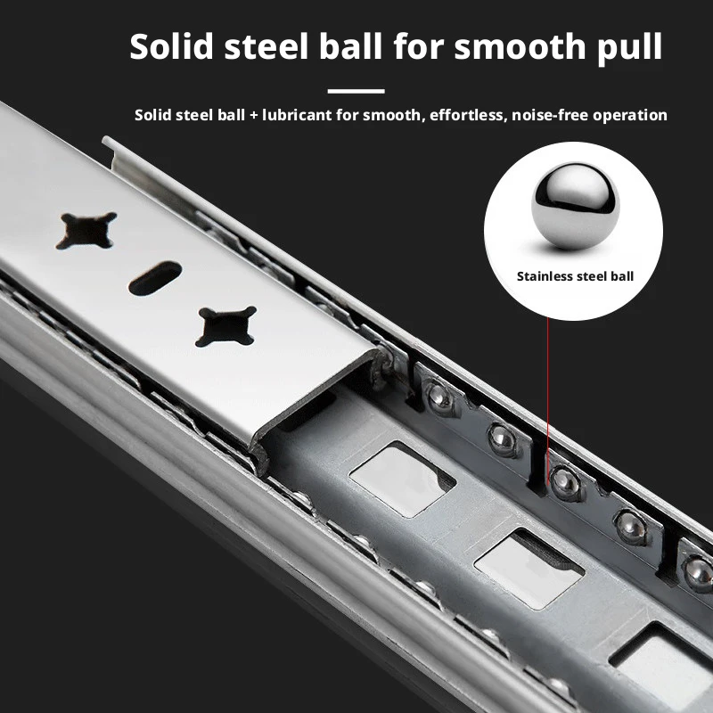 45mm Wide Soft Close Drawer Track — Stainless Steel Slides 10