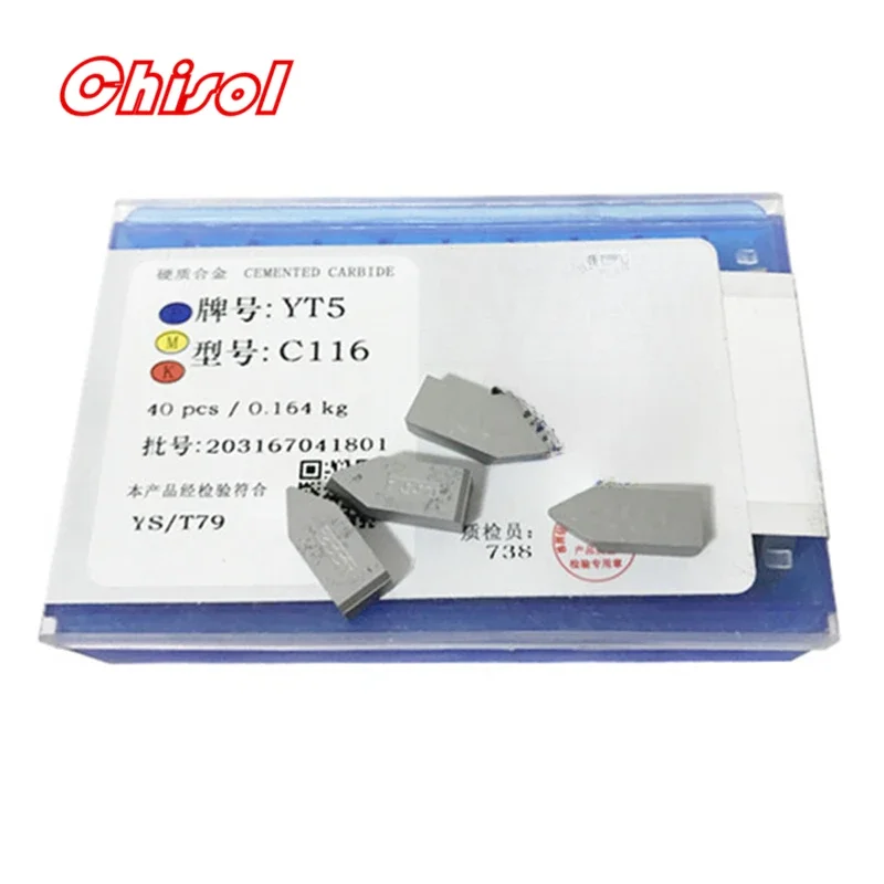 40pcs/box C116 YT5 YW2 YW1 YT15 YT14 YG6 YG8 Carbide Brazed Inserts Welding Tips Blade Cutter Cutting Tools