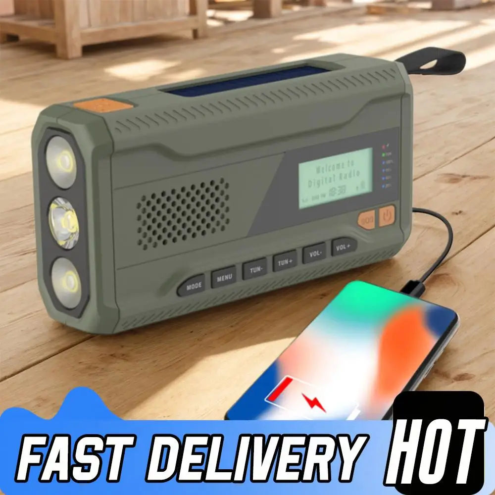 

4500 мАч Портативное цифровое радио Bluetooth 5.0 Стерео DAB/FM Радио ЖК-дисплей Стереодинамик Powerbank со светодиодным фонариком